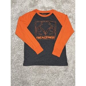 Realtree By Green Source Boy's Large 10/12  Long Sleeve T Shirt Orange Sleeves